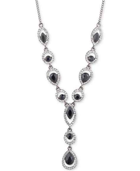 Givenchy Crystal Teardrop Lariat Necklace, 16 